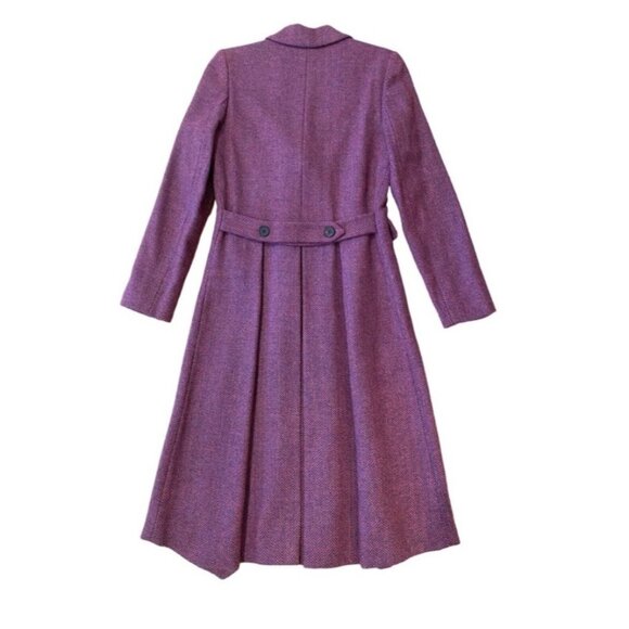 Vtg Jill Stuart Herringbone Wool Coat Womens Size XS Mad Men Retro MCM Timeless - Picture 2 of 8